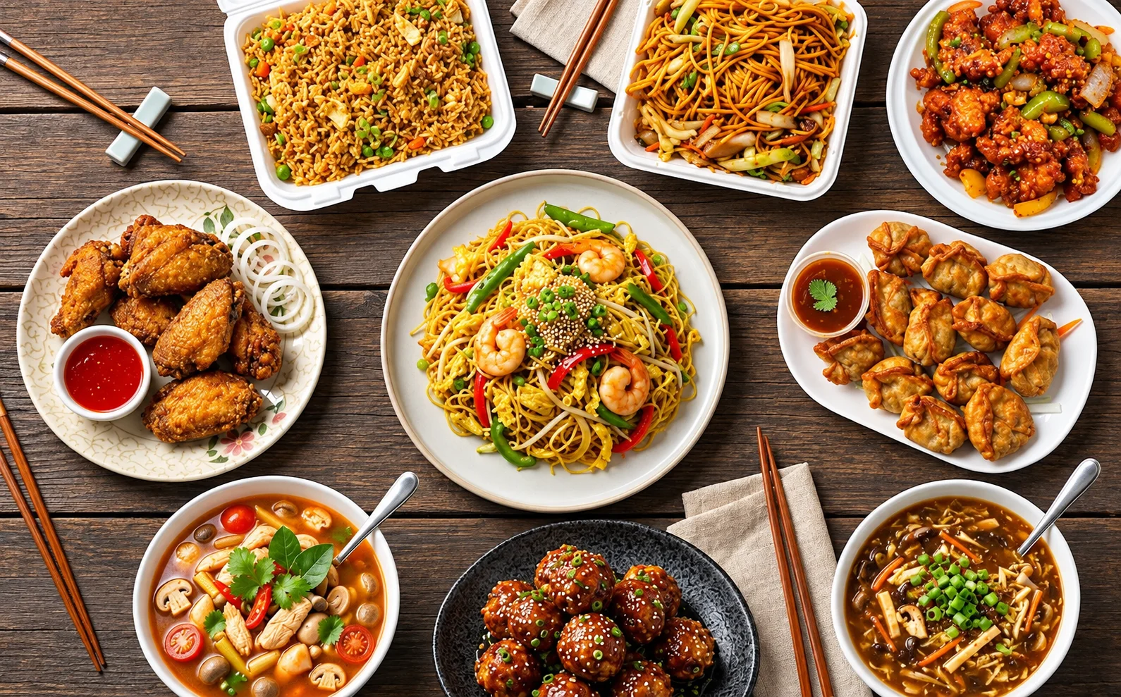 Hakka Chinese and Indo-Chinese dishes at Asian Hakka Chinese & Indian Restaurant, Queen Street West, Brampton, ON